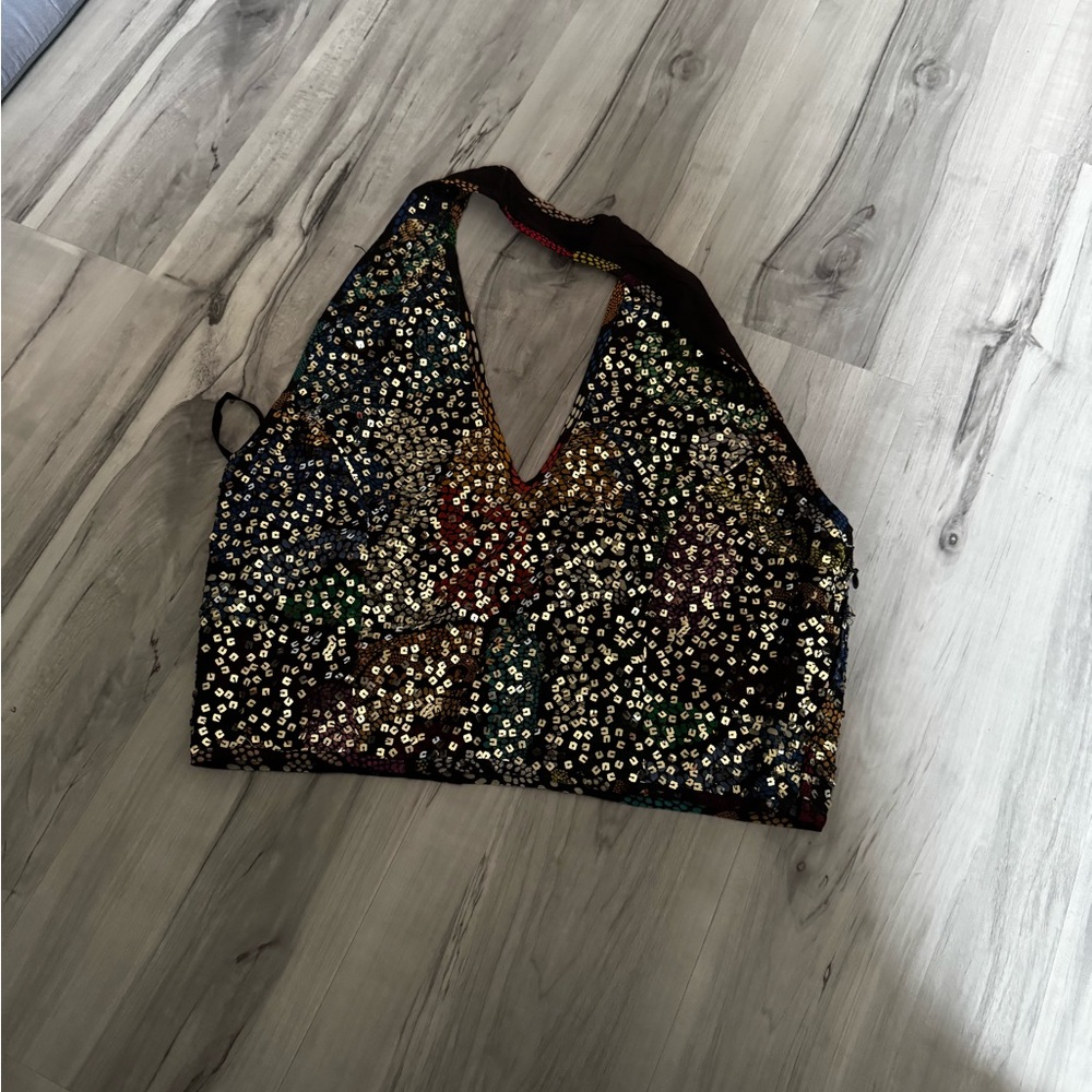 Anthropologie Sequined halter top NWT from
